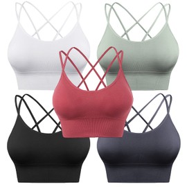 Sykooria Workout Bras for Women Criss Cross Gym Sets Padded Bralette Seamless Crop Workout Tops