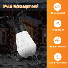 SWEIEI Outdoor String Light 6-Color Adjustable Garden Light with 12 shatterproof LED Bulbs, Commercial Grade Waterproof, Suitable for bistros, backyards, Parties, porches, patios