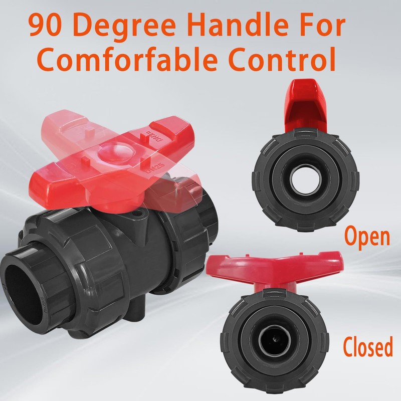 PVC Union Ball Valve, 1 Inch (DN25) True Union Full