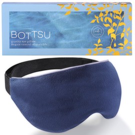 BOTTSU Eye Mask, Eye Pillow, Silk, Relax, Hot Cool, Sleep, Good Sleep, Travel, Blackout, Eye Strain, Gravity Eye Mask, Gravity, Weighted, Recovery(Navy)