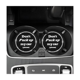 FSTURIOS 4PCS Bling Car Cup Coaster, 2.75 Inch Anti-Slip Crystal Auto Drink Mat, Shockproof Rhinestone Vehicle Cup Holder Insert Coaster for Women Girls, Interior Car Accessories (Black)
