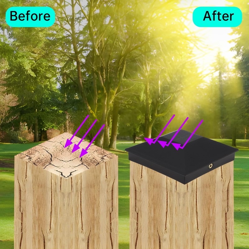 6 Pcs 4x4 Wood Fence Post Caps (3.5inx3.5in), PNXKTXO Black
