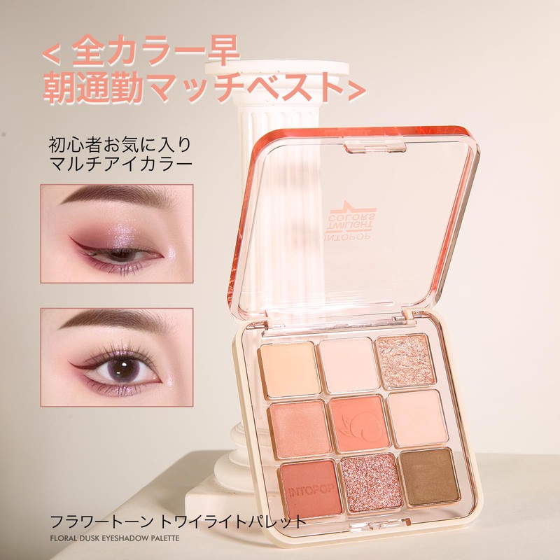 INTOPOP 9色アイシャドウパレット 高発色 防水ヨレにくい アイシャドウ パウダーなめらかアイシャドウ ベージュ ブラウン系で万能 デイリーワークメイク向き（03-アースカラー）