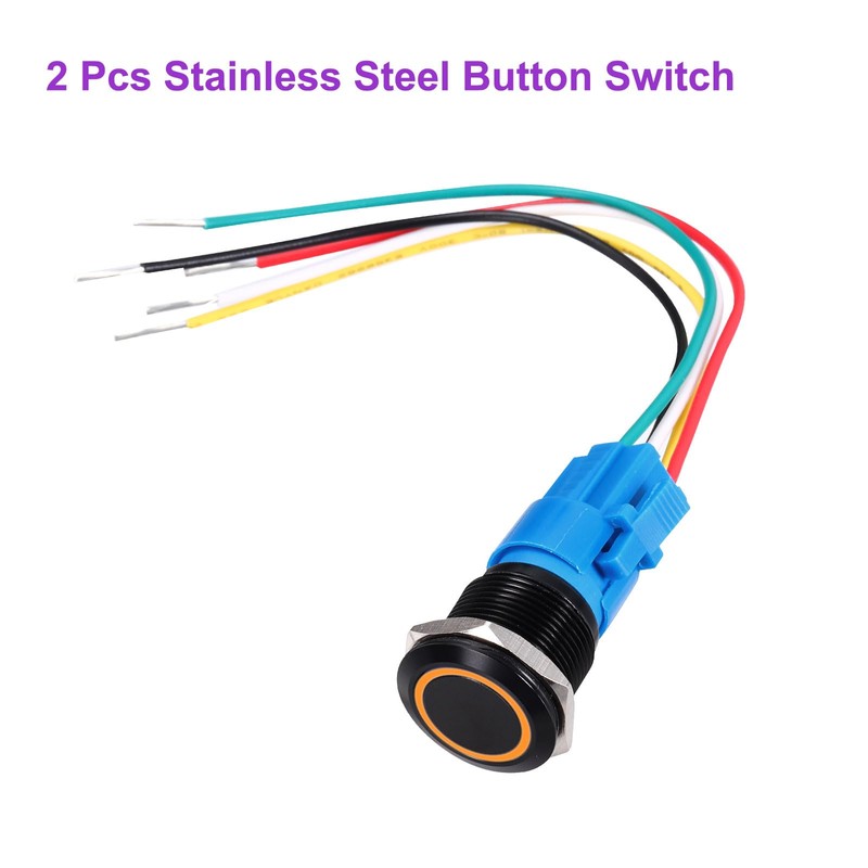 DMiotech 2Pcs 12mm Push Button Switch, IP65 1NO 12-24V 3A