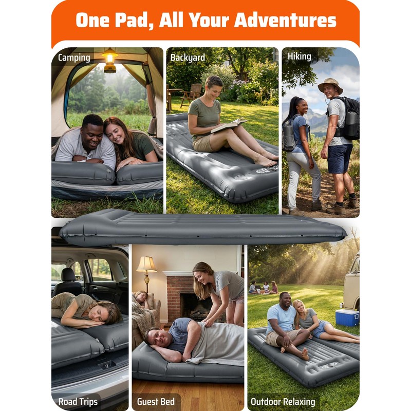 Sleeping Pad, Thick 6.3 Inch Inflatable Camping Mattress with High