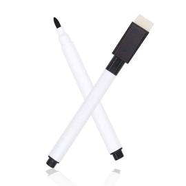 RETON Rewritable Magnetic Dry Wipe White Board Markers Pens with Eraser Cap (600 Pcs, Black)