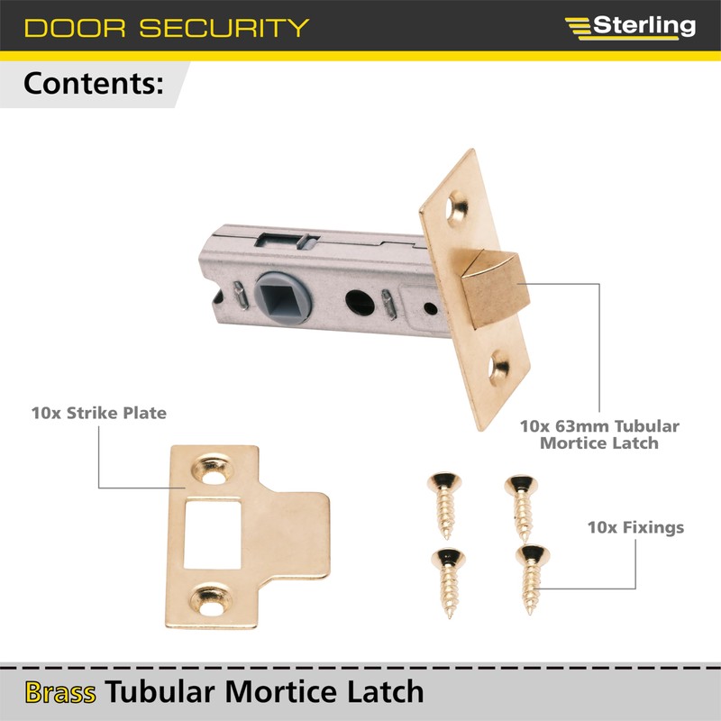Sterling TML125 Internal 2 1/2" 65mm Brass Tubular Mortice Latch