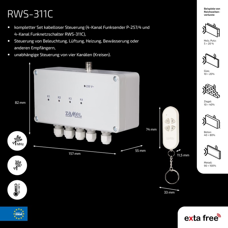 Extra Free 4-Channel rws Remote Power Switch, Set of 1,