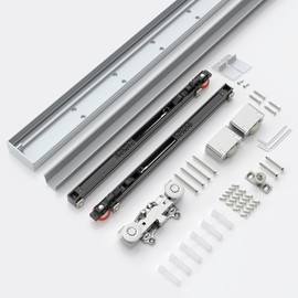 Nuk3y Concealed Sliding Barn Door Hardware with Soft Close (48"" Track)