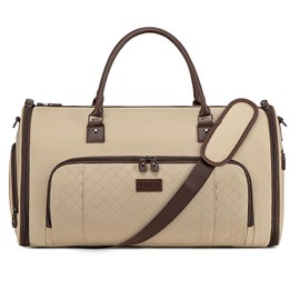 Convertible Garment Bags for Travel, Carry On Garment Duffle Bags for Women, Garment Bag with Shoes Compartment, 2 in 1 Travel Suit Bag with Detachable Shoulder Strap-Khaki