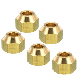 TA-VIGOR 1/2 SAE Thread Brass Flare Nut, 5PCS 45° Flared Tube Fitting Nut Hydraulic Pipe Fitting for Fuel, Oil, Gas, and air line