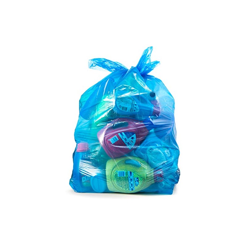 Recycling Trash Bags 55 Gallon, (50 count w/Ties) Large Blue