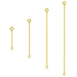 4Pcs 925 Sterling Silver Necklace Extender, Gold Chain Extenders Bracelet Anklet Extension for Women Multiple Necklaces Jewelry (1”, 2”, 3”, 4”)