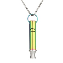 Cupimatch Breathing Necklace Against Anxiety: Colourful 528 Hz Whistle Necklace Stainless Steel Breathing Exercises Meditation Necklace Anti Anxiety Jewellery Gift for Men Women, Stainless Steel