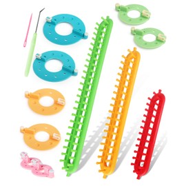 Long Knitting Looms Set with Pom Pom Makers, 26cm, 36cm, 47cm Knitting Loom Kit Simple for Beginner, Plastic Loom Knitting, Long Loom Knitting Set and Pompom Maker Tool Set for Home DIY or Teaching