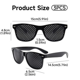 3 Stück Rasterbrille,Lochbrille Augentraining Augentrainer Rasterbrille Pinhole Glasses mit Faltbaren Bügeln Schwarze Gitterbrille für Augentraining zur Entspannung und Sehvermögen-Verbesserung