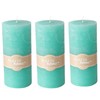 3 Piece Pillar Candle Set, Pale Aqua Blue, 68 Hours