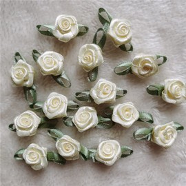 100 rosetas de cinta de raso artificial hechas a mano, para decoración de bodas, manualidades, accesorios de costura (albaricoque)