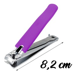 Leddy Living 8.2 cm Nail Clippers - Stainless Steel with Non-Slip Coloured Rubber Handle - Strong Sharp Nippers Thick Nails for Men and Women - Nail Clipper (Purple)