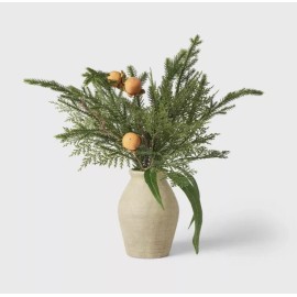 Studio McGee Threshold Mixed Greenery with Oranges in Pot Arrangement *NEW*