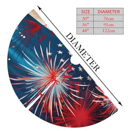 Dewoofly Fireworks US Flag Tree Skirts Xmas Ornaments, Tree Skirt for Christmas Party Holiday All Occasions 30"
