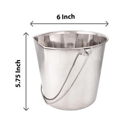 Spiffy Home Stainless Steel Flat Sided Pail - Durable 2-Quart Pail for Fences, Cages, Crates, Kennels - 6 Inch Size (2-Quart)
