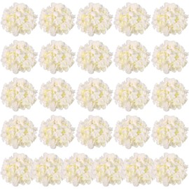 Auihiay 26 Pieces Hydrangea Artificial Flowers Silk Hydrangea Flowers Artificial Flowers Heads with Stems for Home Wedding Party Decorations (Champagne)