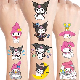 4 Sheets Sanrio Temporary Tattoos Stickers For Kids, Birthday Party Supplies Decorations Party Favors, Gifts for Boys Girls School Classroom Rewards