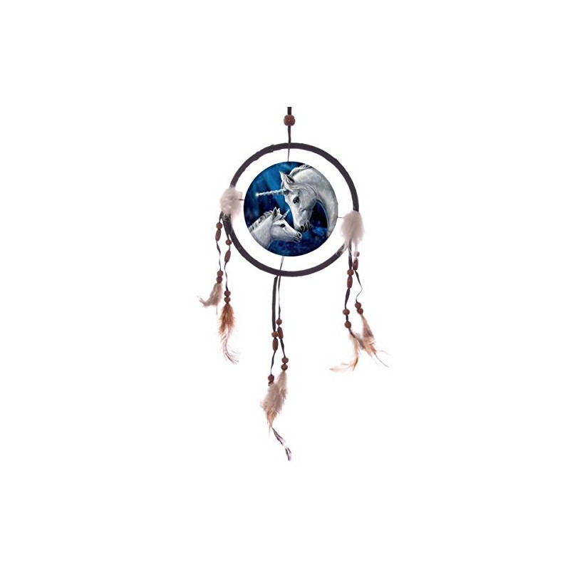 Puckator Dreamcatcher Sacred Love Unicorns-Lisa Parker-16cm, Fabric/Feathers/Plastic, Black, One Size,