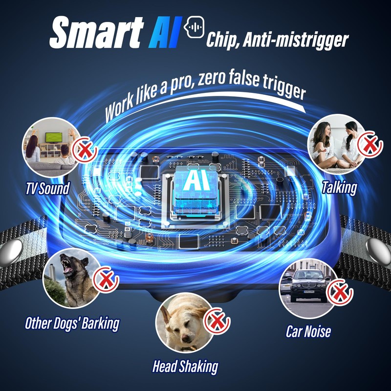 Dog Bark Collar, Smart Barking Collar with 4 Modes, 7