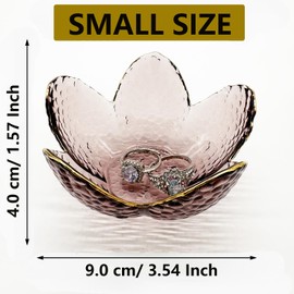 BROSEBEAQ Small Jewelry Dish Tray for Women, Crystal Ring Holder Dish, Glass Ring Dish Engagement Gift, Flower Jewelry Tray Trinket Dish, Vanity Jewelry Plate Dish, Decorative Jewely Ring Bowl Dish
