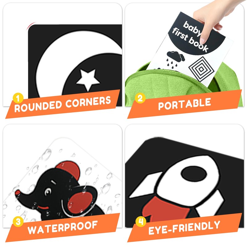 High Contrast Baby Flashcards with Black and White Tummy time