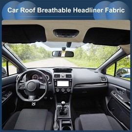 Partuto Suede Fabric 150g Headliner Fabric 53.94" l x 47.64" W Interior Trim DIY Roof Repair Foam Backing for Car Truck RV SUV Automotive Light Olive Green