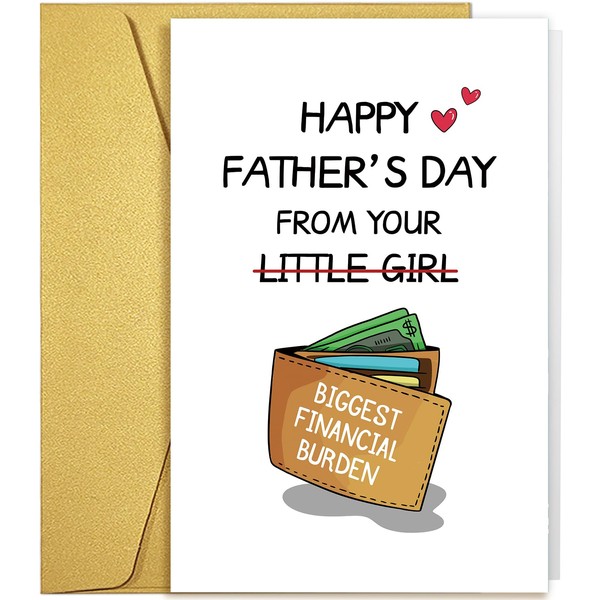 Qiliji Funny Father's Card from Daughter, Hilarious Father's Card for