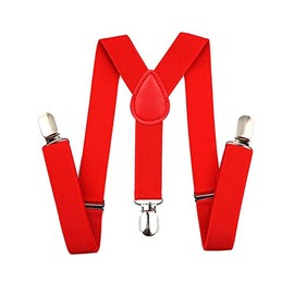 Gizelle ADJUSTABLE BRACES MENS WOMENS UNISEX TROUSER ELASTIC Y-BACK SUSPENDERS CLIPON (Red)