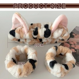 Katzenohren Stirnband Damen, Spa Elastisches Gesicht Handgelenk Waschband, Haarzubehör Zum Waschen Von Gesicht, Haarband Handgelenk Schweißband Kosmetik Haarreif für Schönheit Hautpflege Yoga Sport