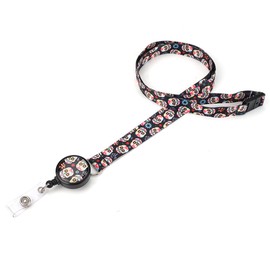 LUXIANDA Cute Skull Keychain ID Card Holder Business ID Card Holder Key Phone Black