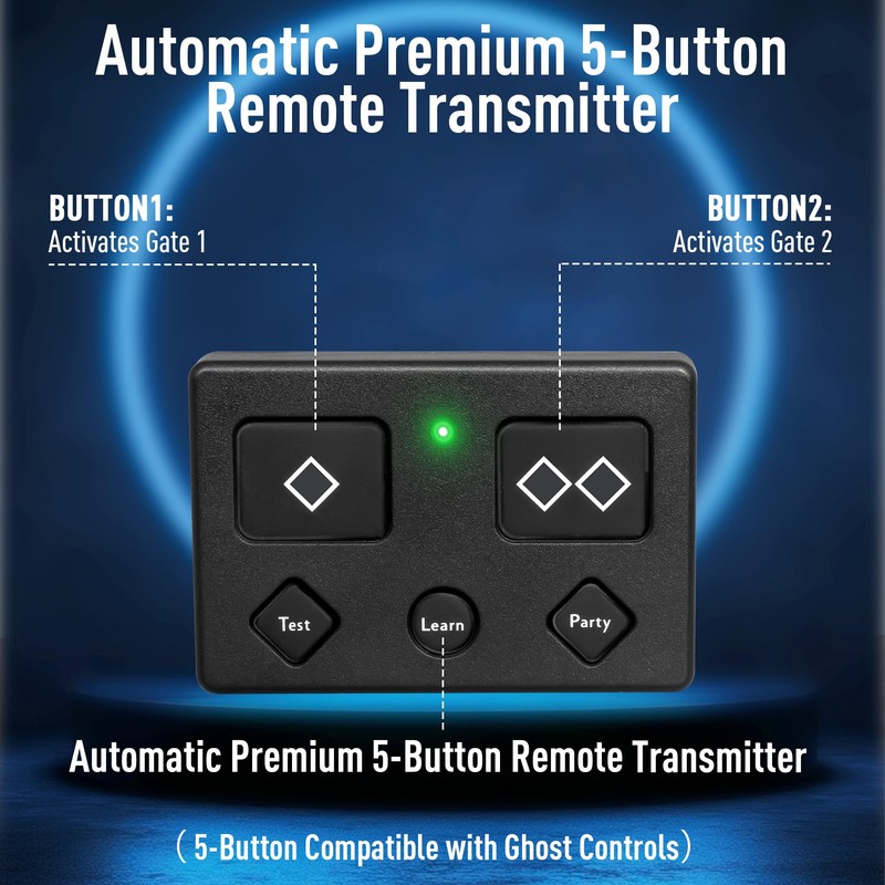 2 for Ghost Gate Opener Remote Automatic Premium 5-Button Transmitter