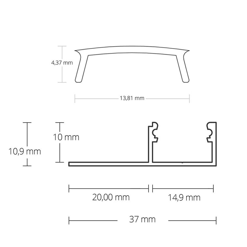GX-FP2 LED Aluminium Tile Profile 10 mm Silver 2x End