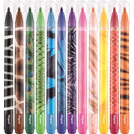 Maped 845403 Felt Tip Pens Colour'PEPS ANIMALS with Medium Tip with Animal Motifs - x12 Pens