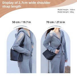 DGAZ TC Leather Shoulder Strap for Hermes Picotin/Lindy/Evelyne, Handmade, Replaceable Crossbody Bags Strap (50cm Long, 2.7cm Wide, Black, Silver Studs)