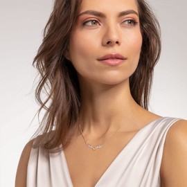 SILVERCUTE Simulated Topaz Pendant Sterling Silver Pear Cut November Birthstone Jewelry Hunting Antler Deer Necklace for Women 16-18"