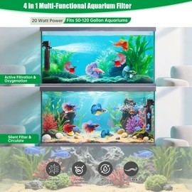20W Submersible Aquarium Filter for 50–120 Gallon Fish Tanks, Quiet Operation Internal Pump, Energy Efficient, Easy to Install & Maintain, for Freshwater or Saltwater, Comes with Sponge Filter