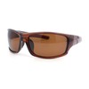 Mens Polarized Biker Wrap Around Plastic Rectangle Sport Sunglasses (brown)