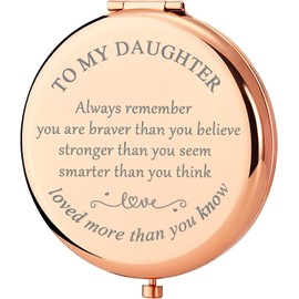 LIDCOM to My Daughter Gifts for - Daughter Gift from Dad Rose Gold Compact Mirror,Graduation Gifts for Girls Unique, Christmas, Valentines Day, Birthday Gifts for