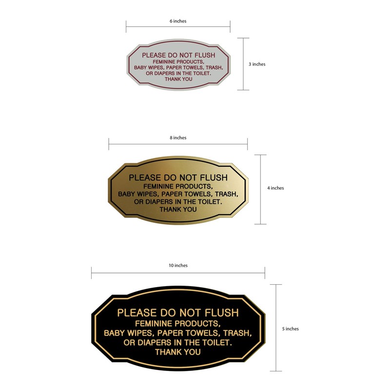 Signs ByLITA Victorian Please Do Not Flush Etiquette Sign (Brushed