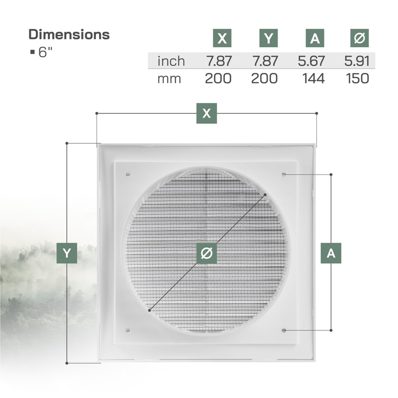 Vent Systems Ø6" Duct - 8" x 8" Inch White