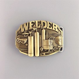 Antique Bronze Plated Welder Trades Tradesman Belt Buckle