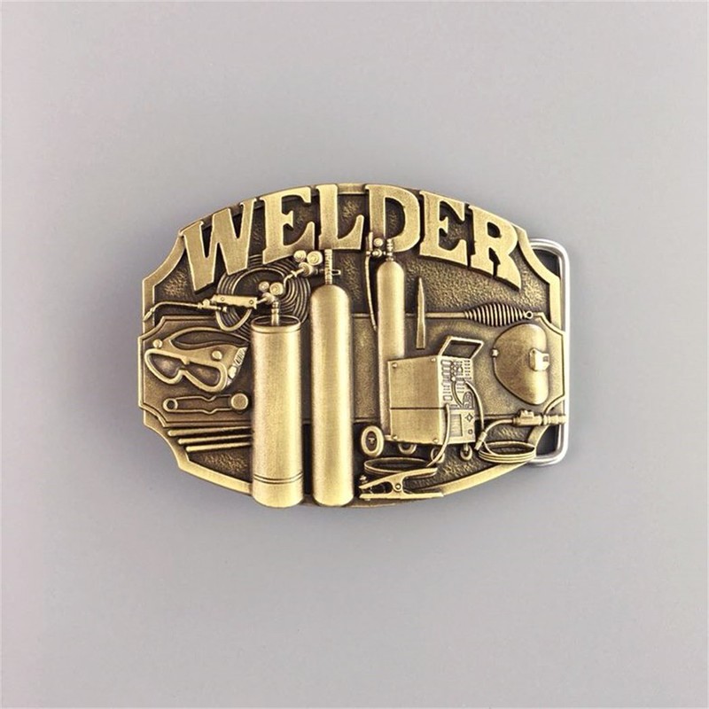 Antique Bronze Plated Welder Trades Tradesman Belt Buckle