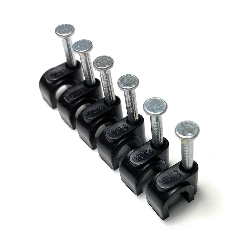 TR Cable® Pack of 50 Round Black Cable Clips with